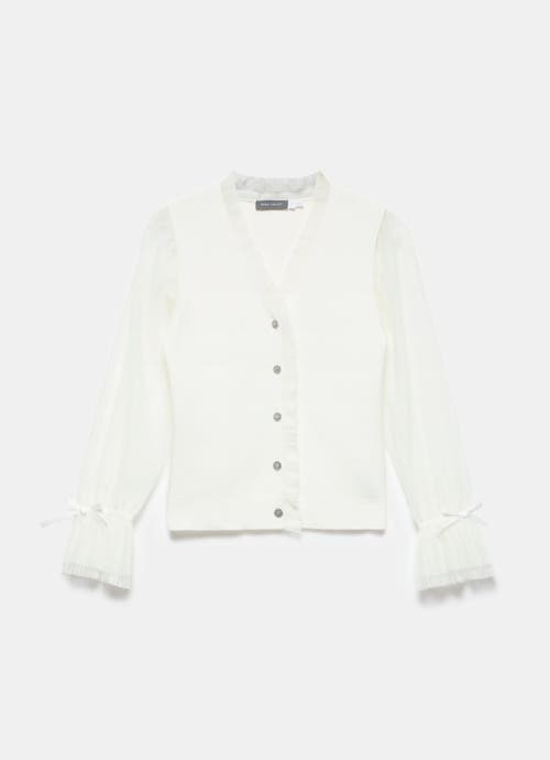 Mint Velvet Sheer Sleeve Cardigan In White
