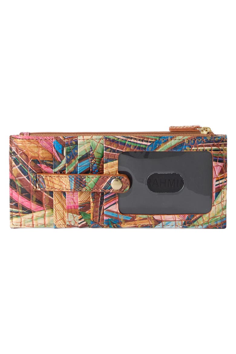 Muse Melbourne Croc Embossed Leather Card Wallet, Alternate, color, SUNLEAF