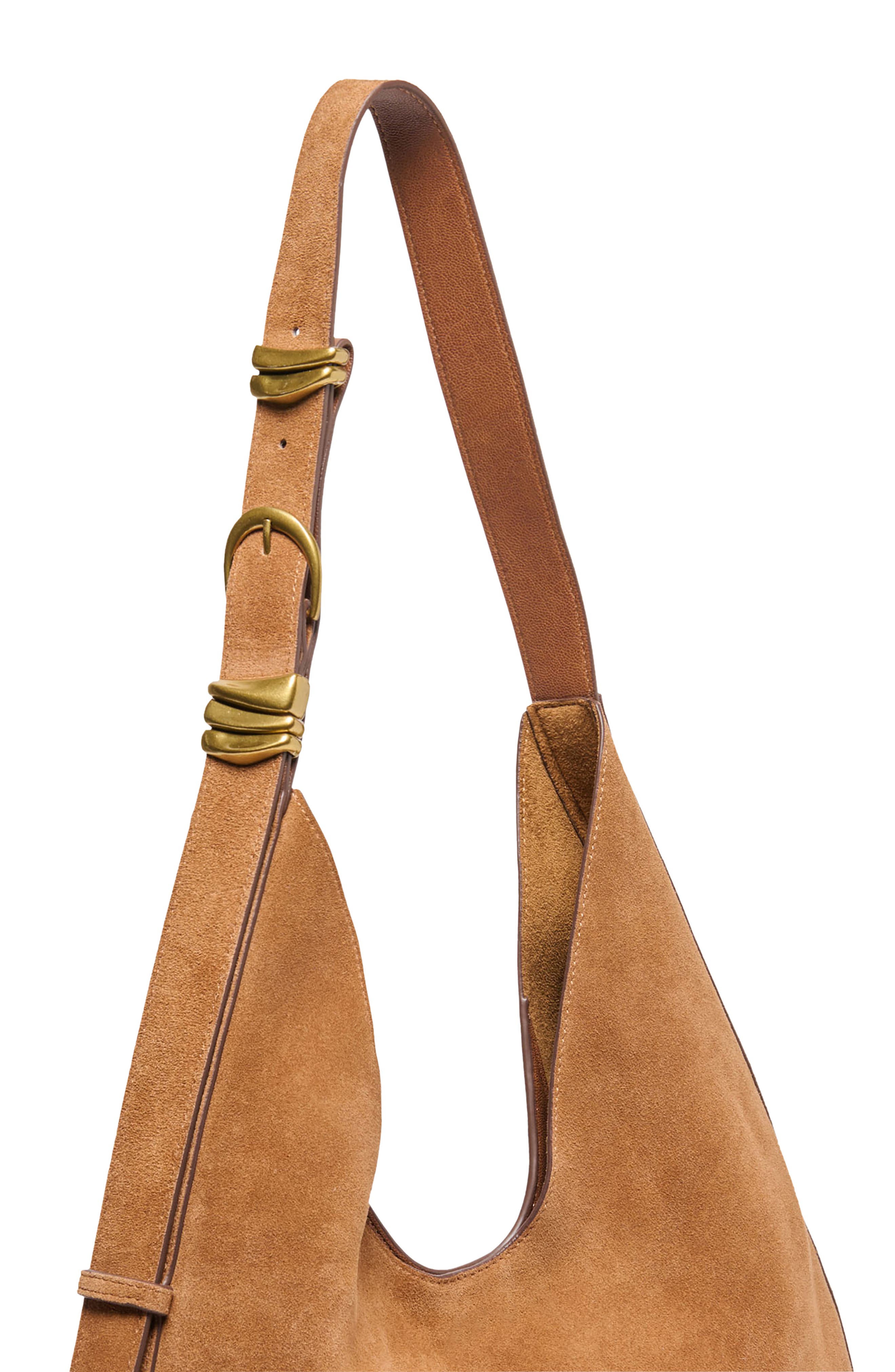 Esmira Nubuck Hobo Shoulder Bag, Alternate, color, SADDLE