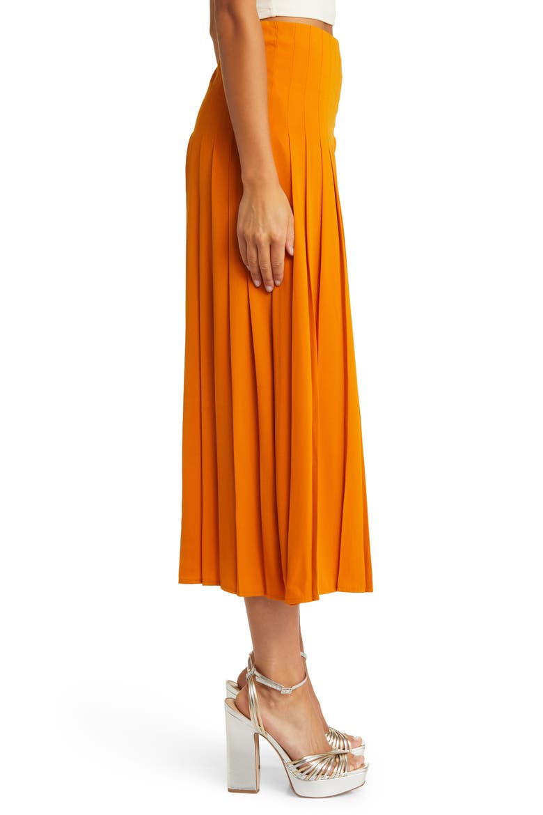 Pleated Midi Skirt, Alternate, color, ORANGE JAM