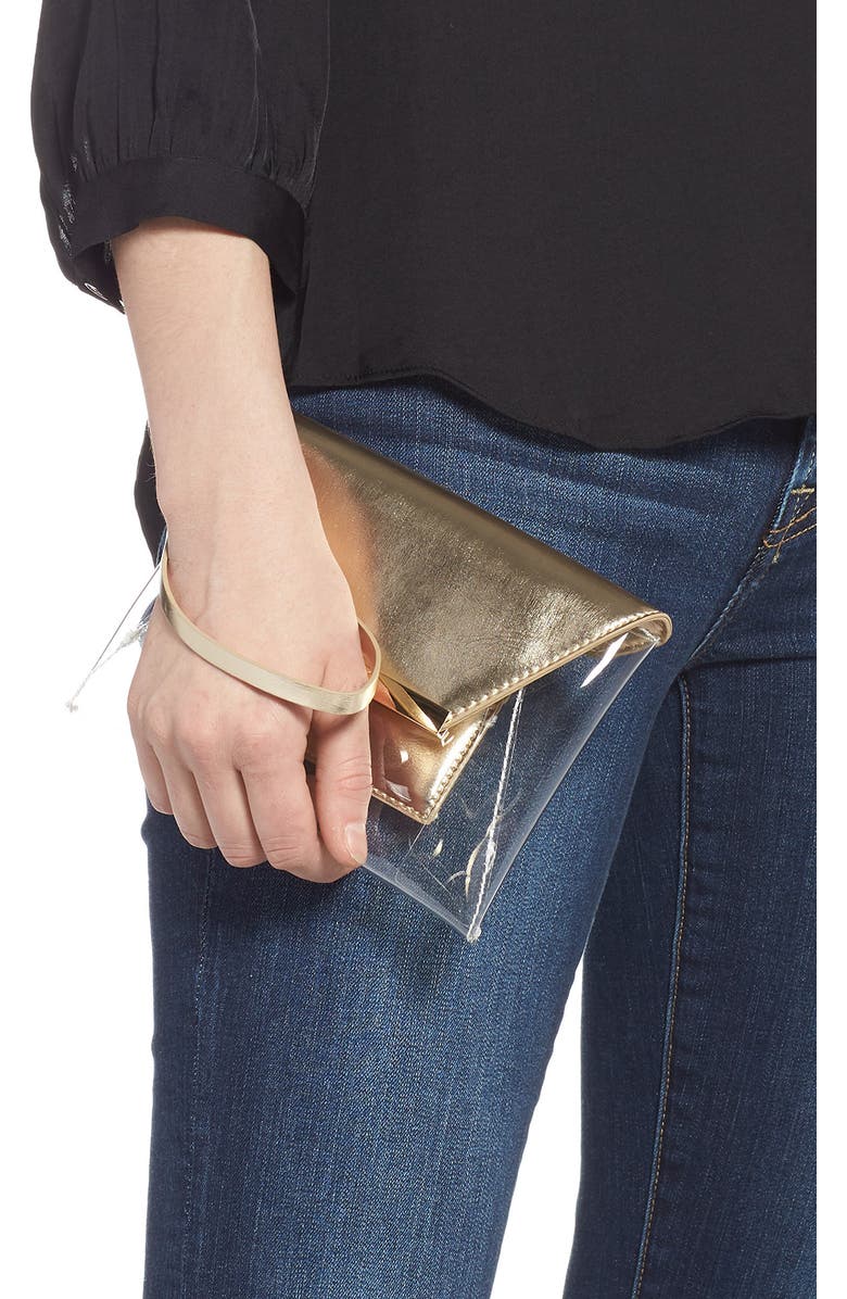 Leith Transparent Wristlet Clutch, Alternate, color,