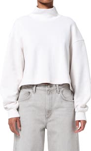 AGOLDE Isra Mock Neck Fleece Cotton Pullover