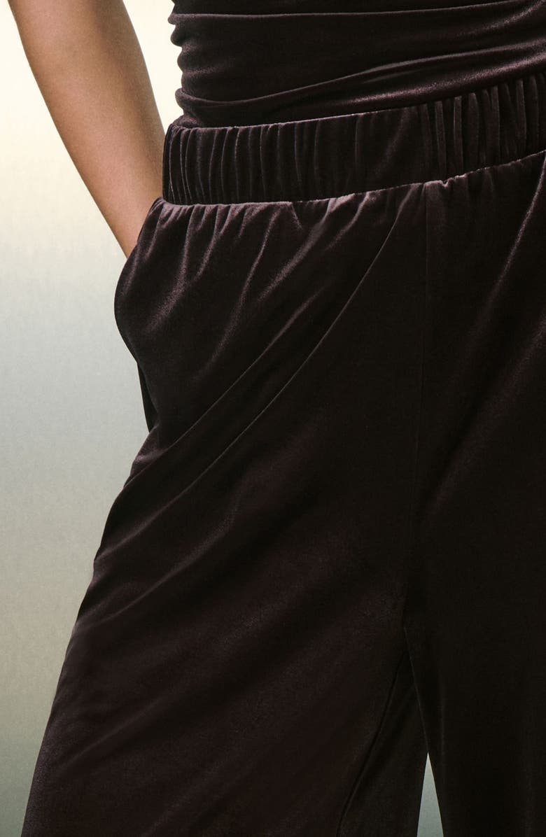 NEXT Stretch Velvet Wide Leg Pants, Alternate, color, Mocha Brown