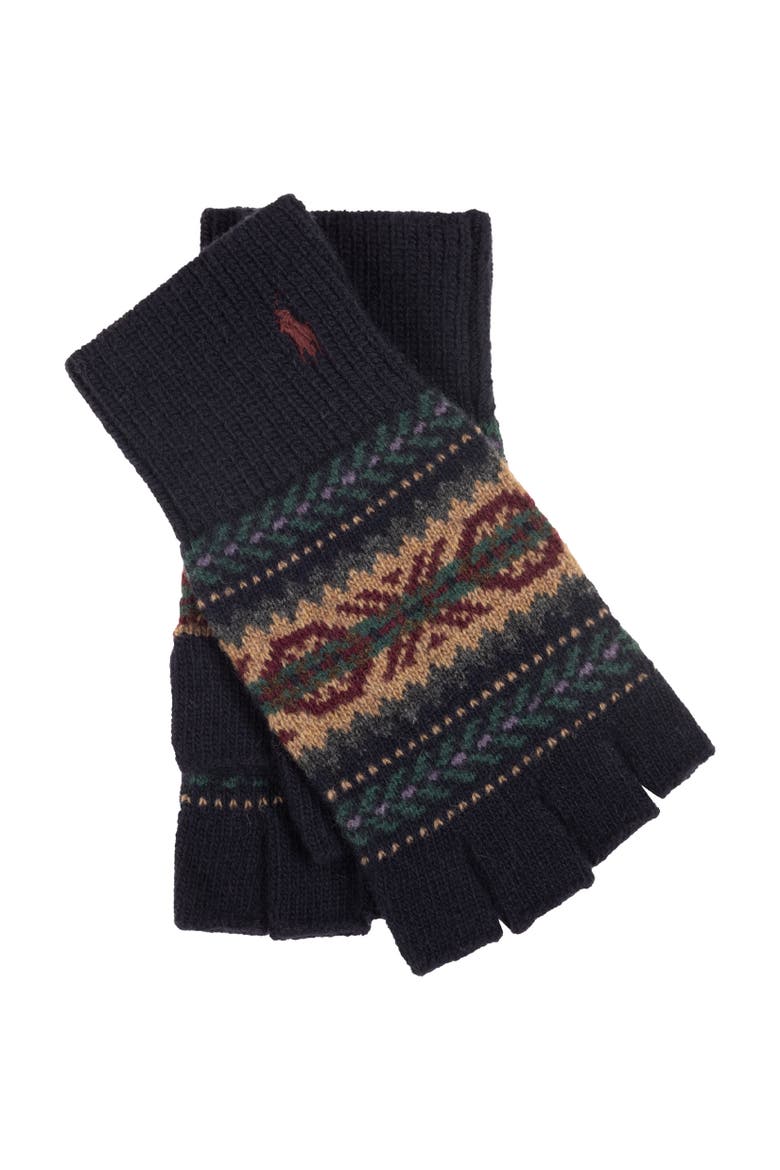 Fairisle Fingerless Glove, Main, color, Navy Multi