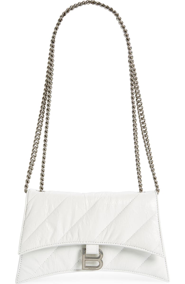 Balenciaga Crush Quilted Crinkle Leather Wallet on a Chain, Main, color,