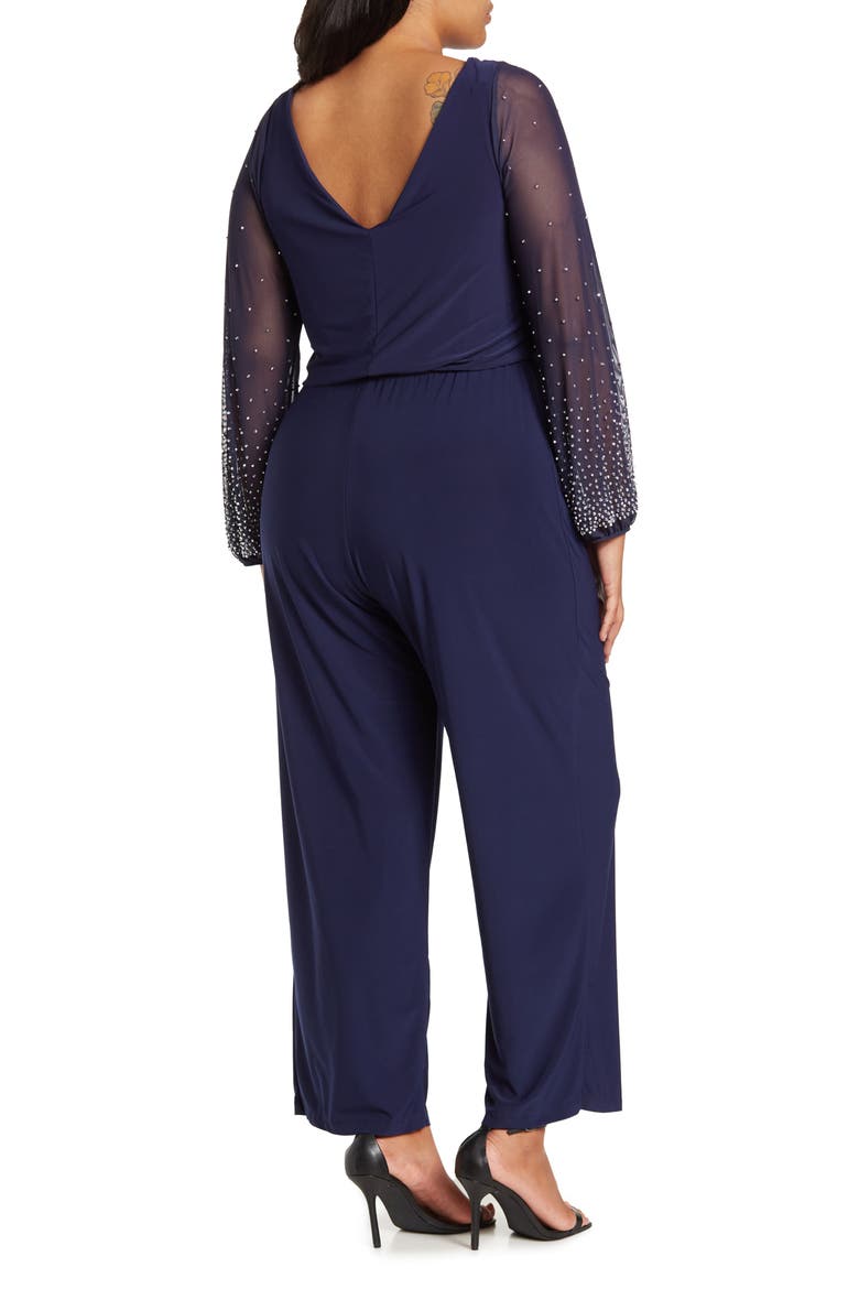 Cowl Neck Long Sleeve Jumpsuit, Alternate, color, NAVY