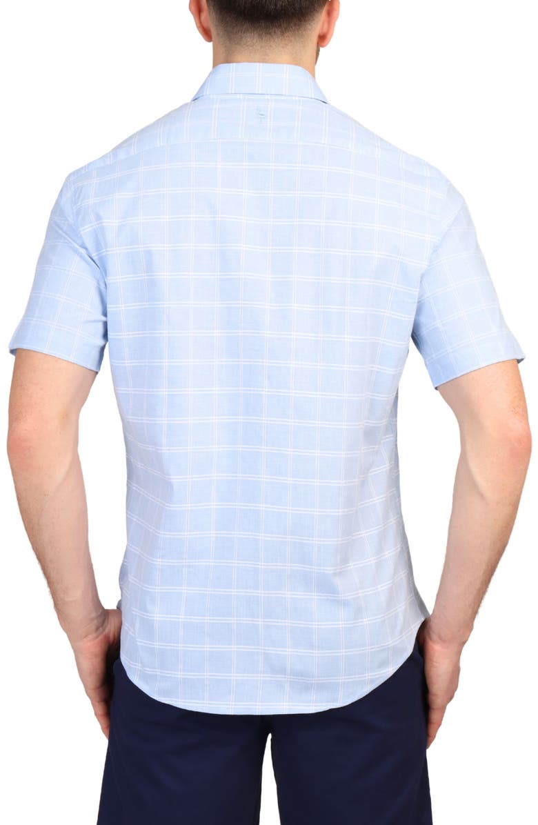 TailorByrd Windowpane Stretch Cotton Short Sleeve Button-Down Shirt, Alternate, color, Lt Blue