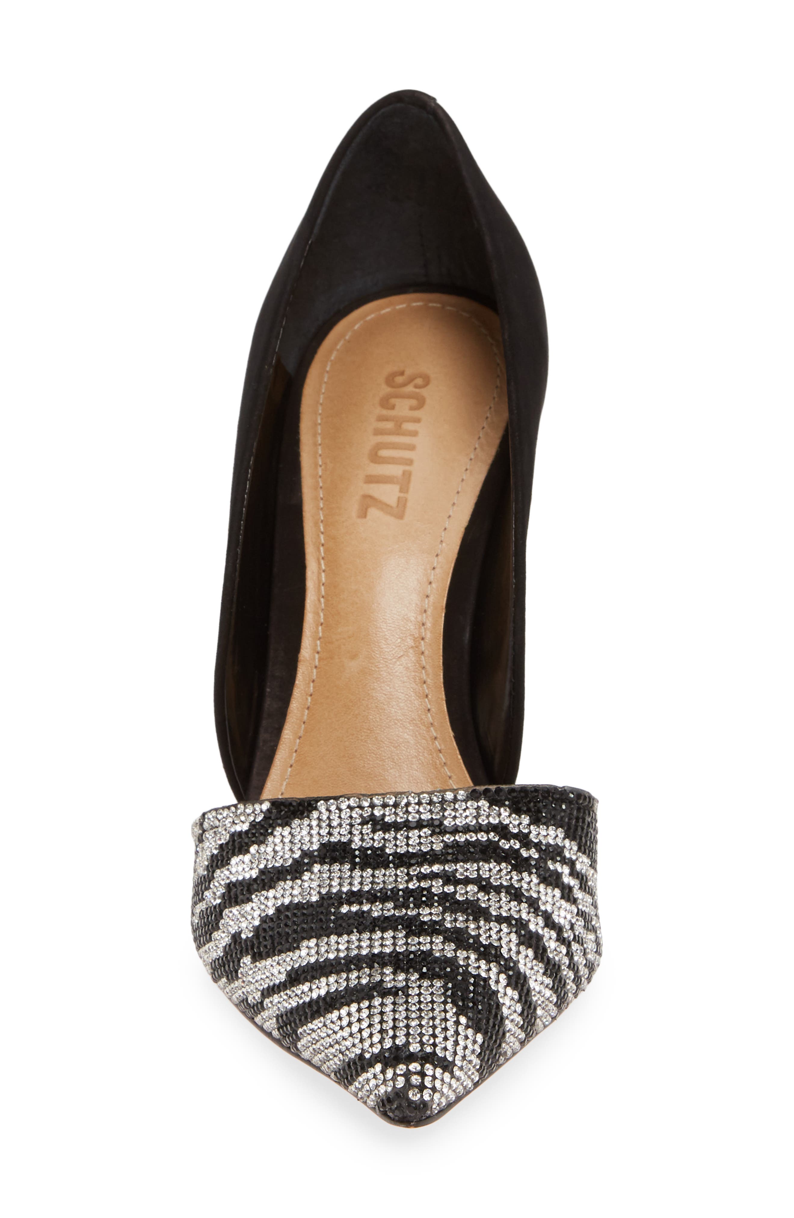 Schutz Irina Crystal Zebra Stripe Pointed Toe Pump, Alternate, color, 