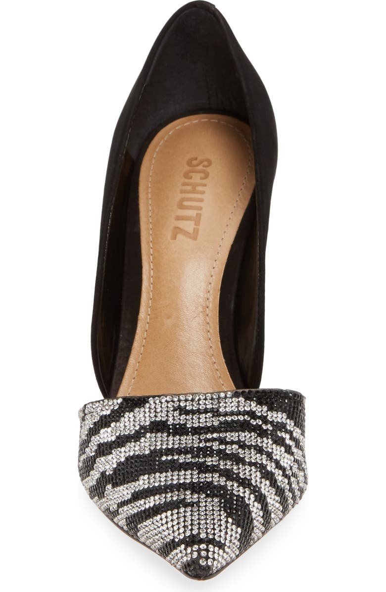 Schutz Irina Crystal Zebra Stripe Pointed Toe Pump, Alternate, color,