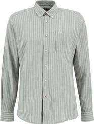 Barbour Nelson Tailored Fit Stripe Linen & Cotton Button-Down Shirt