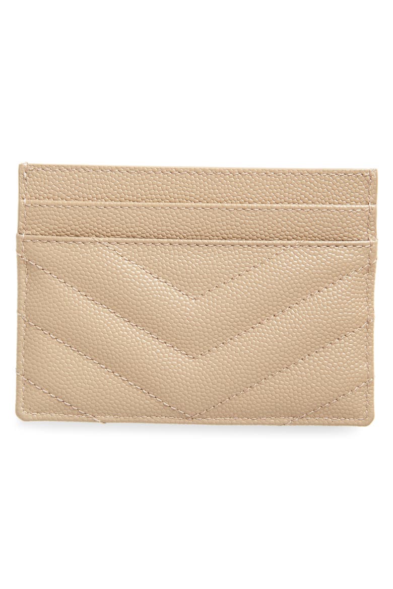 Cassandre Matelassé Leather Card Case, Alternate, color, 2721 DARK BEIGE