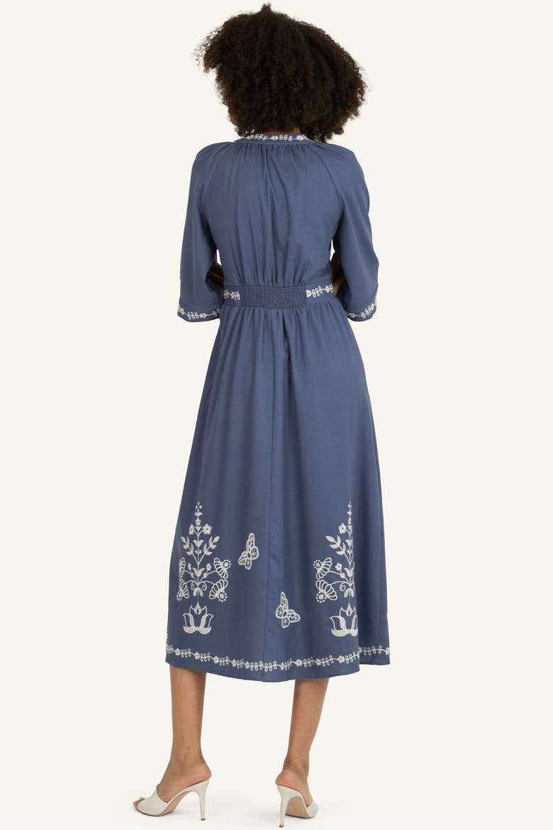 Roam Dress, Alternate, color, Blue with Off-White Embroidery