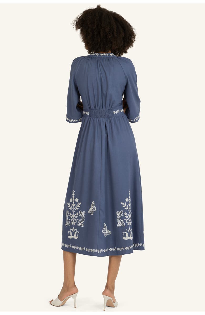 Super Natural by Secret Mission Roam Dress, Alternate, color, Blue With Off-White Embroidery