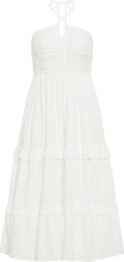 City Chic Ivy Clip Dot Tiered Halter Dress