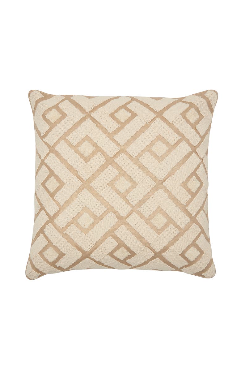 ELISABETH YORK Junia Geometric Diamond Natural Tan Cotton Decor Throw Pillow, Main, color, Brown