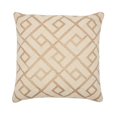 Junia Geometric Diamond Natural Tan Cotton Decor Throw Pillow