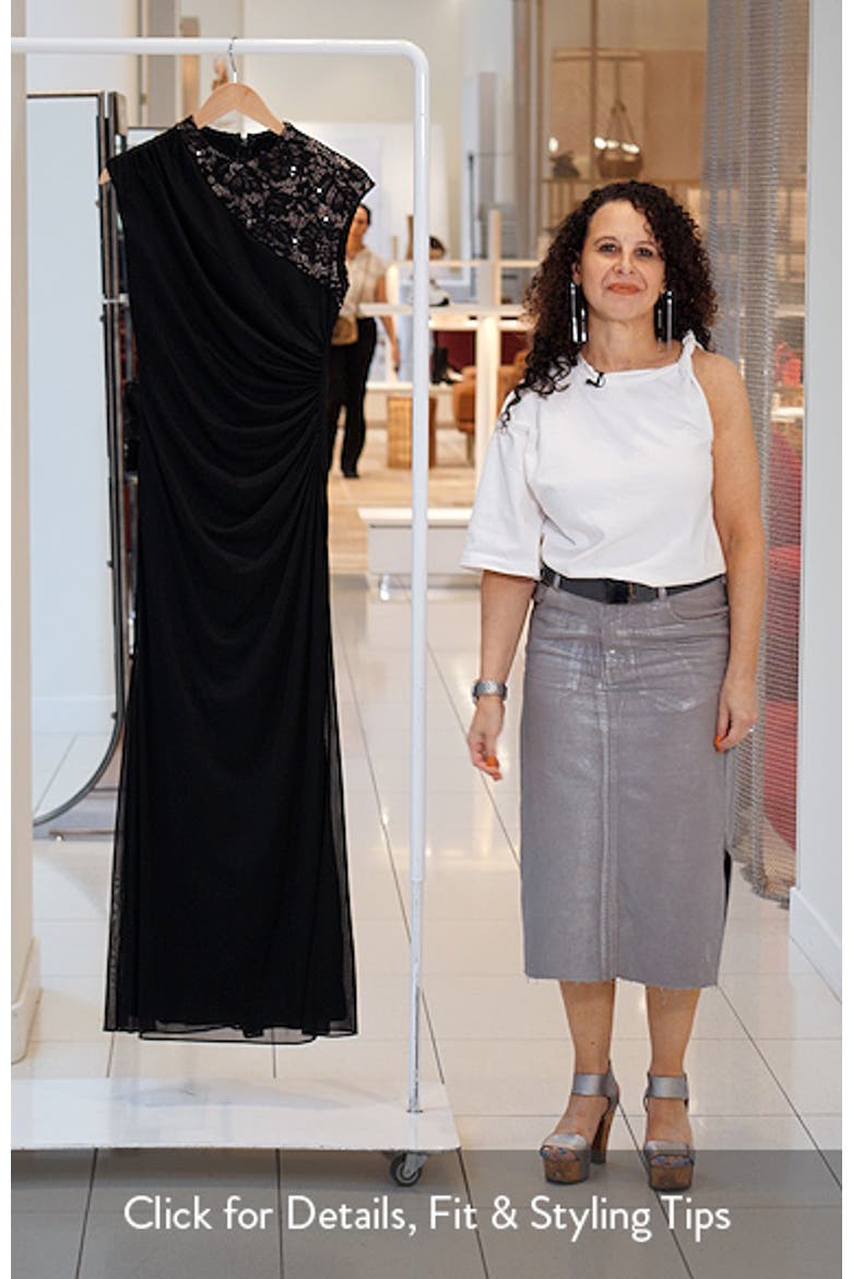 Lace Trim Asymmetric Ruched Gown video