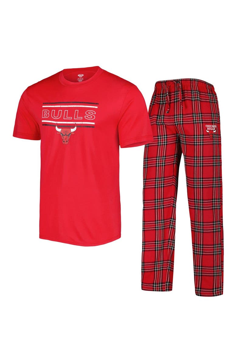 CONCEPTS SPORT Men's Concepts Sport Red/Black Chicago Bulls Badge T-Shirt & Pajama Pants Sleep Set, Alternate, color, 
