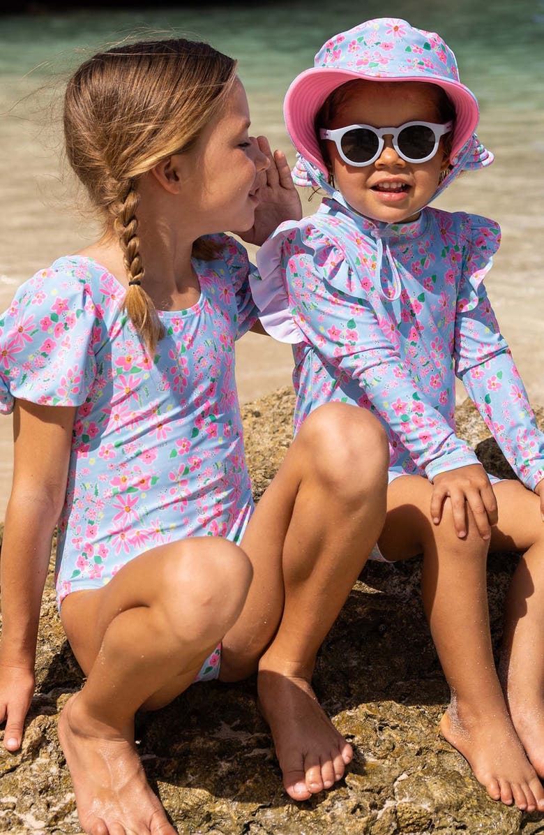 Snapper Rock Daisy Chain Puff Sleeve One-Piece Swimsuit, Alternate, color, Blue