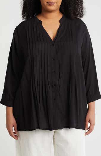 BOHO ME Pintuck Long Sleeve Button-Up Shirt