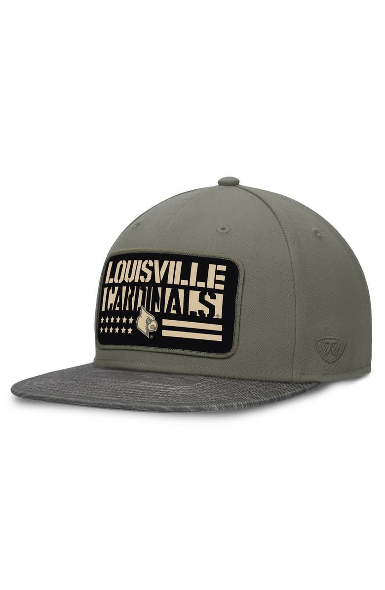 TOP OF THE WORLD Men's Top of the World Green Louisville Cardinals OHT Rebel Snapback Hat, Alternate, color, 
