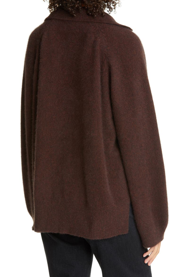 Loulou Studio Oversized Wool Blend Polo Sweater, Alternate, color, CHOCOLATE