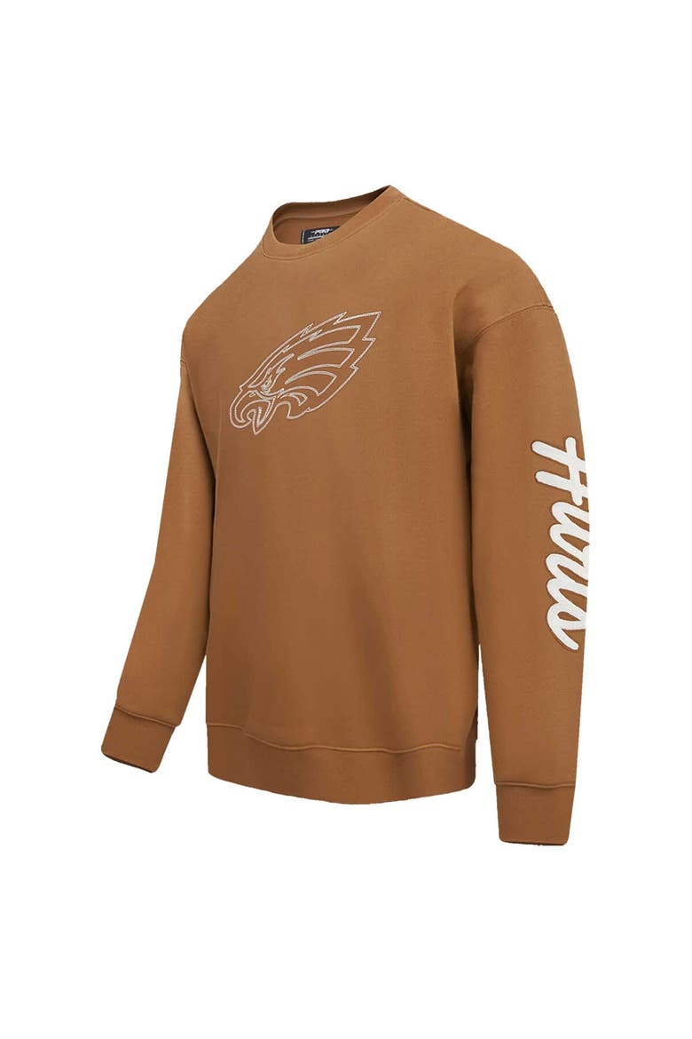 Men's Pro Standard Jalen Hurts Brown Philadelphia Eagles Pullover Crewneck Sweatshirt, Alternate, color, Brown