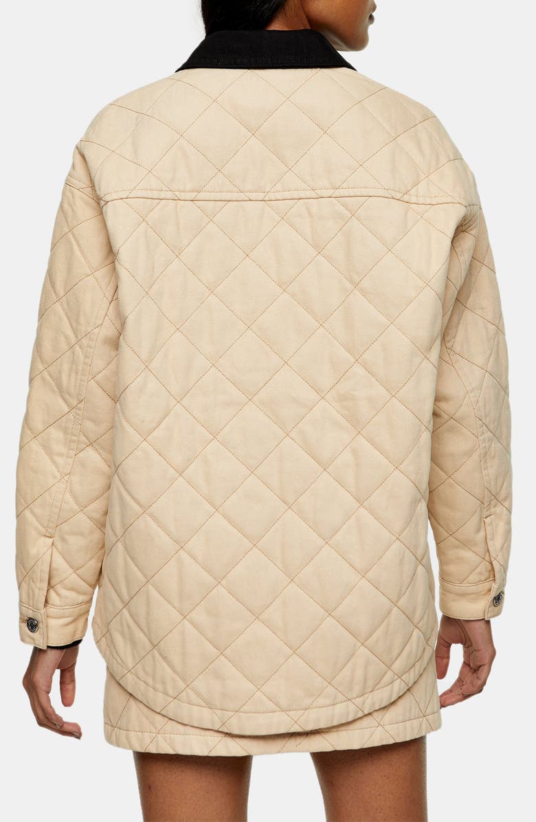 Topshop Quilted Denim Jacket, Alternate, color, 