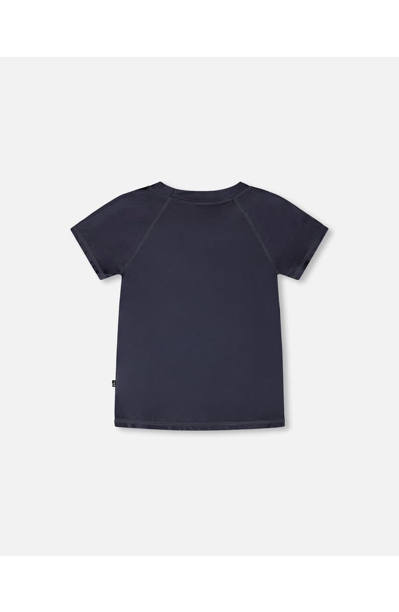 Deux par Deux Short Sleeve Graphic Dinosaur Rashguard, Alternate, color, Black