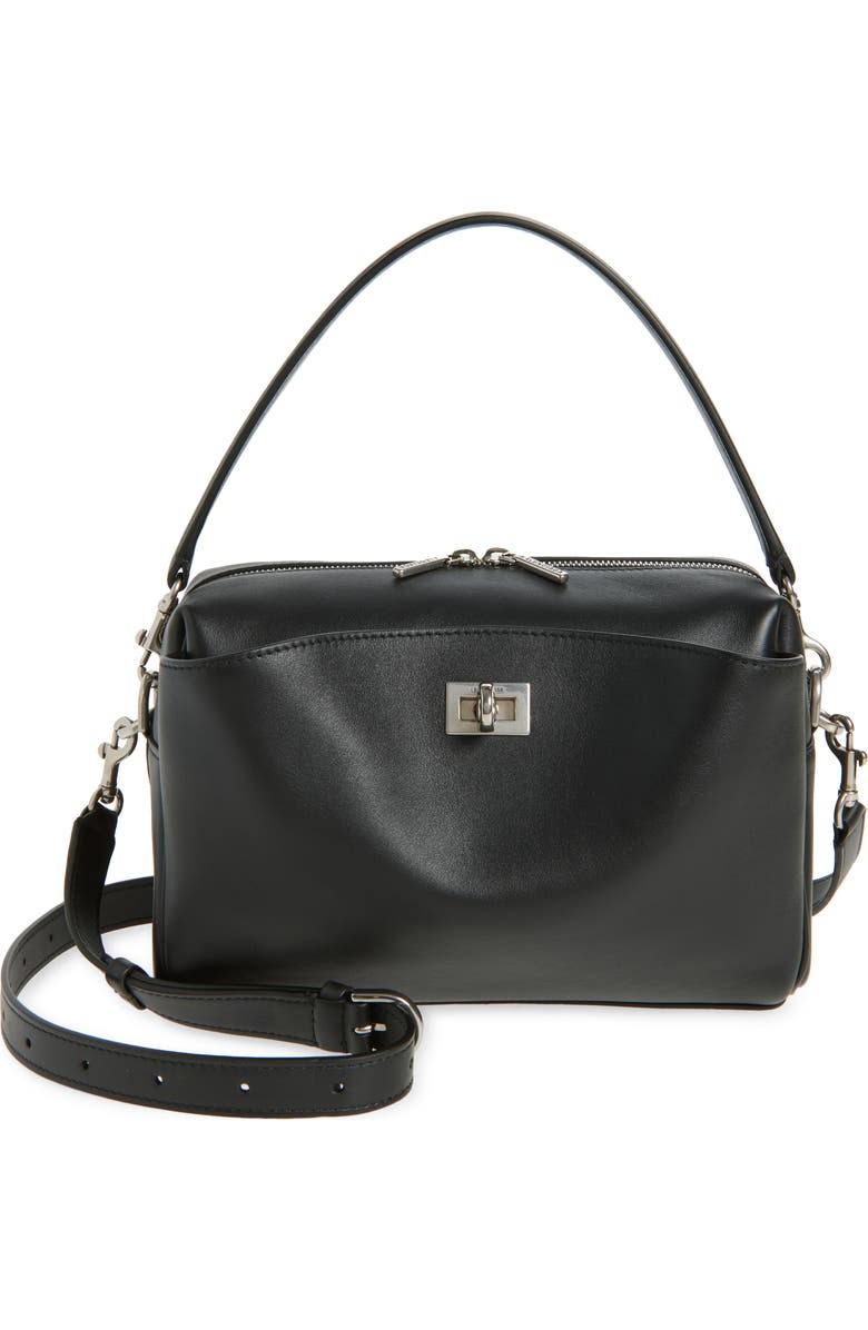 Balenciaga Rodeo Leather Camera Bag, Main, color, Black