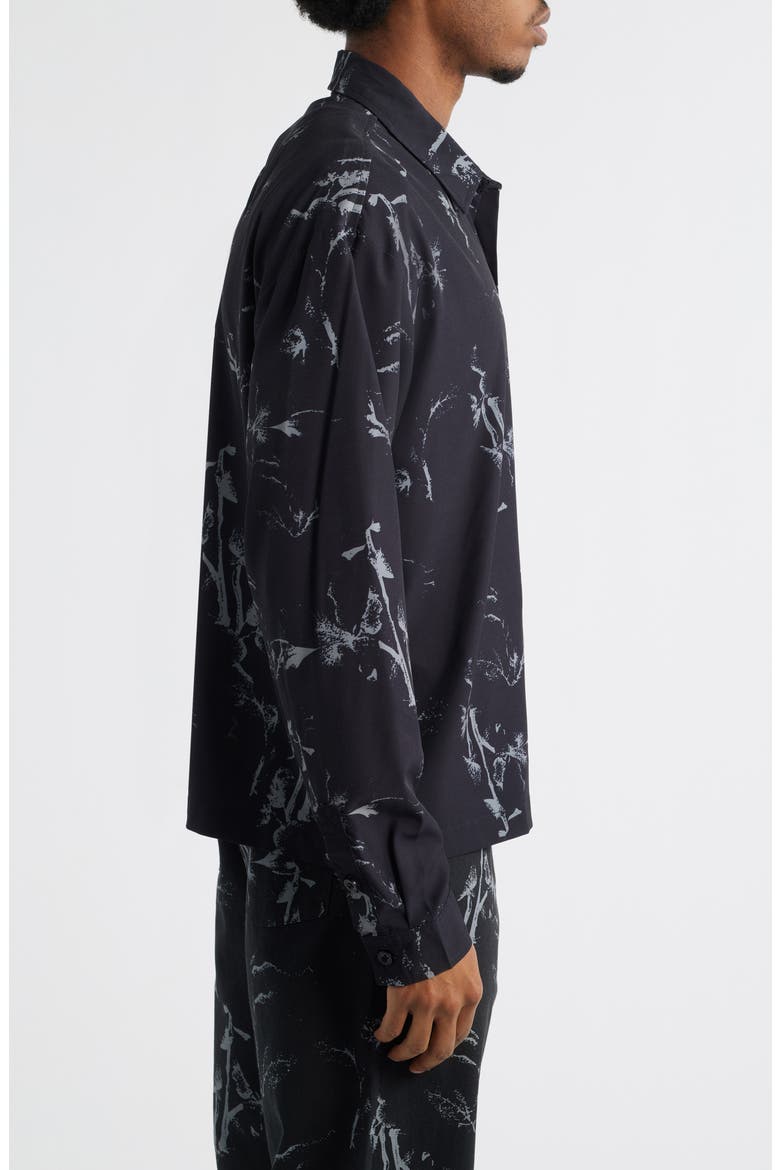 Hunter Lawrence Edition - Flower Pattern Button-Up Shirt, Alternate, color, BLACK