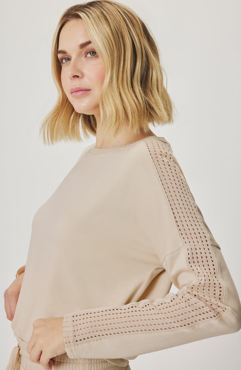 Splendid Jada Pointelle Sweatshirt, Alternate, color, Light Fawn Beige