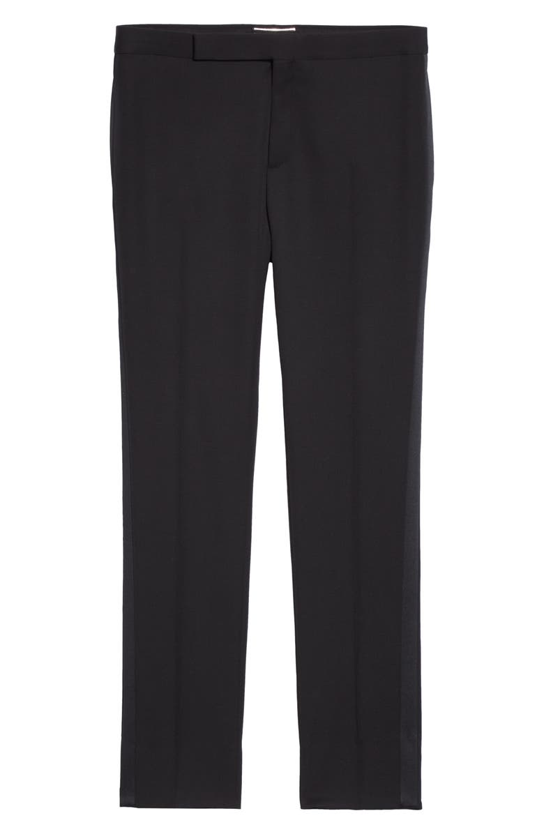 Saint Laurent Grain de Poudre Wool Tuxedo Pants, Alternate, color,