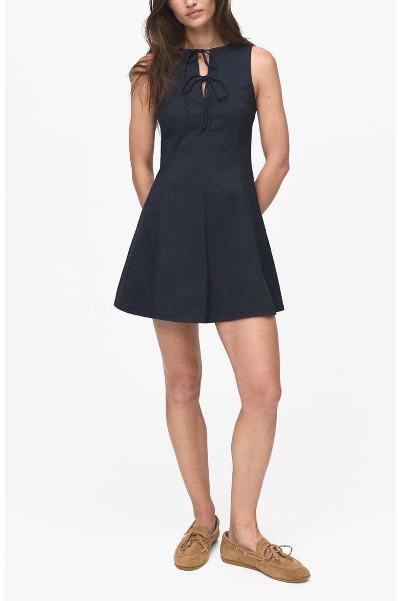 Deni Tie Front Fit & Flare Minidress, Main, color, BLUE