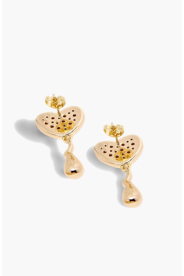 Heart Midi Crystal Face On Stud Earrings In Gold, Alternate, color, Gold