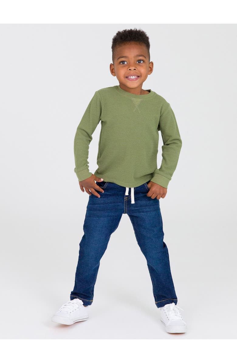 RuggedButts Baby Boys Waffle Knit Long Sleeve Crew Neck Shirt, Alternate, color, 