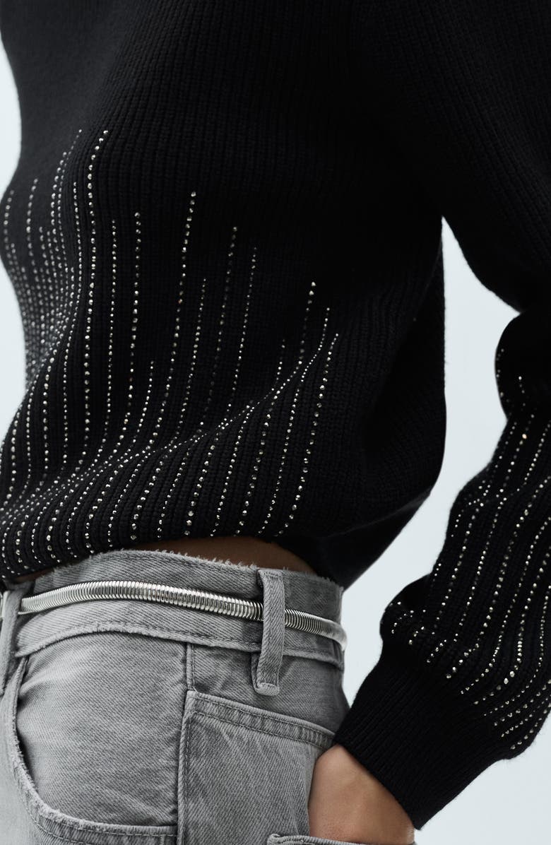 MANGO Rhinestone Embellished Sweater, Alternate, color, 