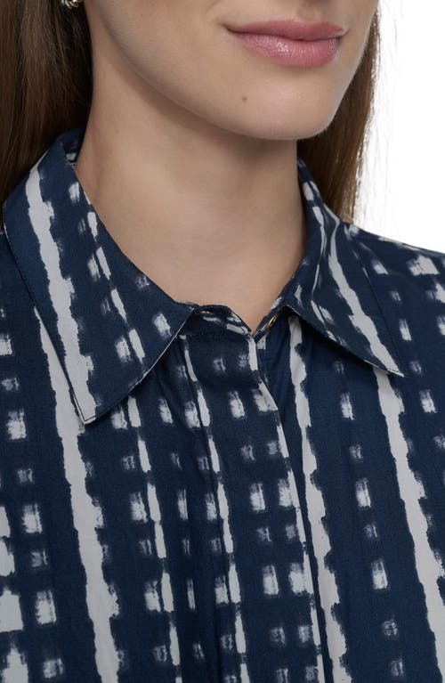 Calvin Klein Short Sleeve Cotton Shirtdress In Indigo Mul