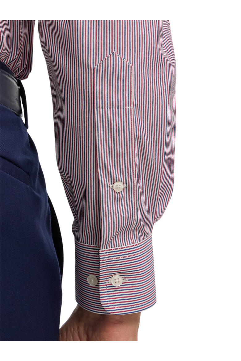 Cotton Buttondown Collar Broadcloth Classic Contrast Trim Button Cuff Long Sleeve Shirt, Alternate, color, Red