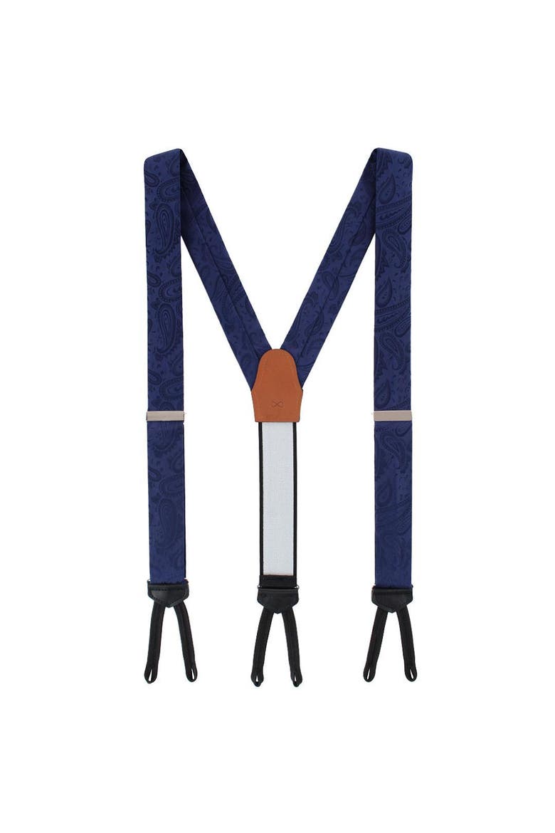 Banbury Tone on Tone Paisley Silk Formal Suspenders, Alternate, color, Navy Blue
