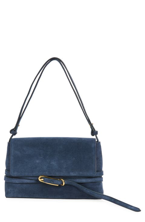 Belted Suede Shoulder Bag