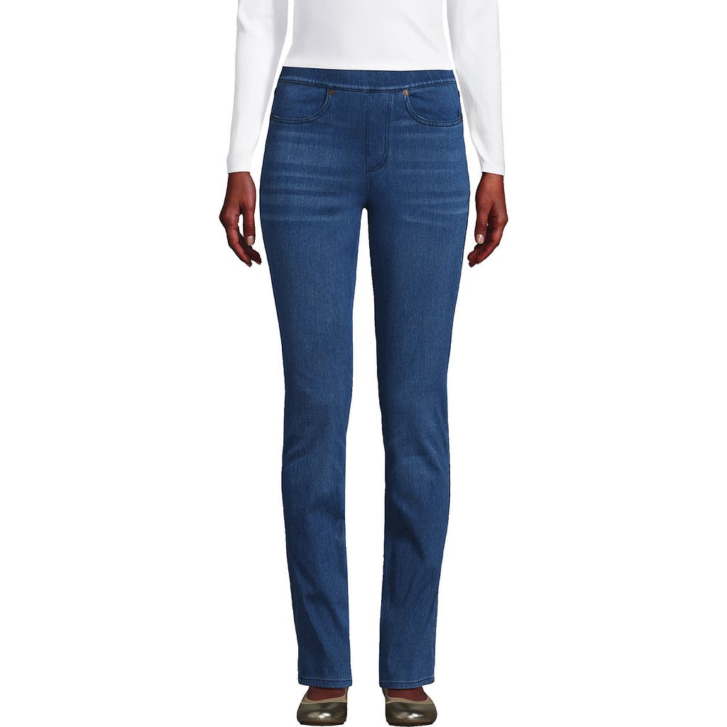 Lands' End Starfish High Rise Knit Denim Straight Jeans