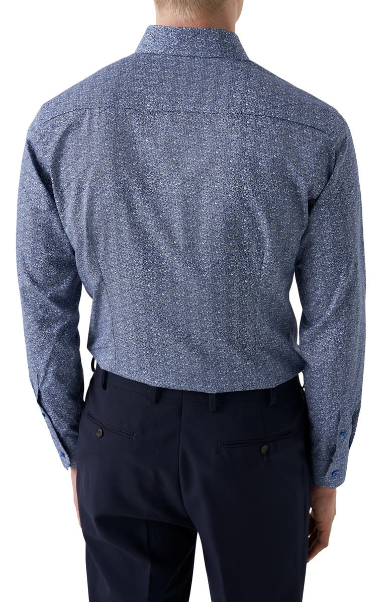 Eton Slim Fit Micro Paisley Cotton Twill Dress Shirt, Alternate, color, Blue