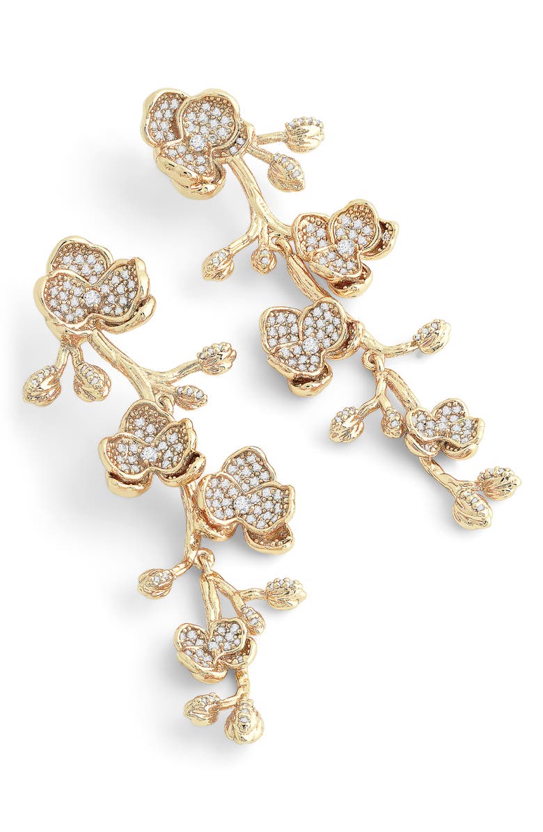 Anabel Aram Jewelry Orchid Pavé Dangle Drop Earrings, Alternate, color, Gold/ Crystal