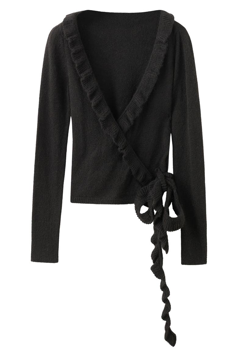 Heidi Ruffle Wrap Cardigan, Main, color, CHARCOAL