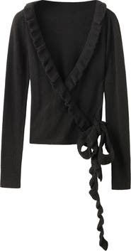 MANGO Heidi Ruffle Wrap Cardigan