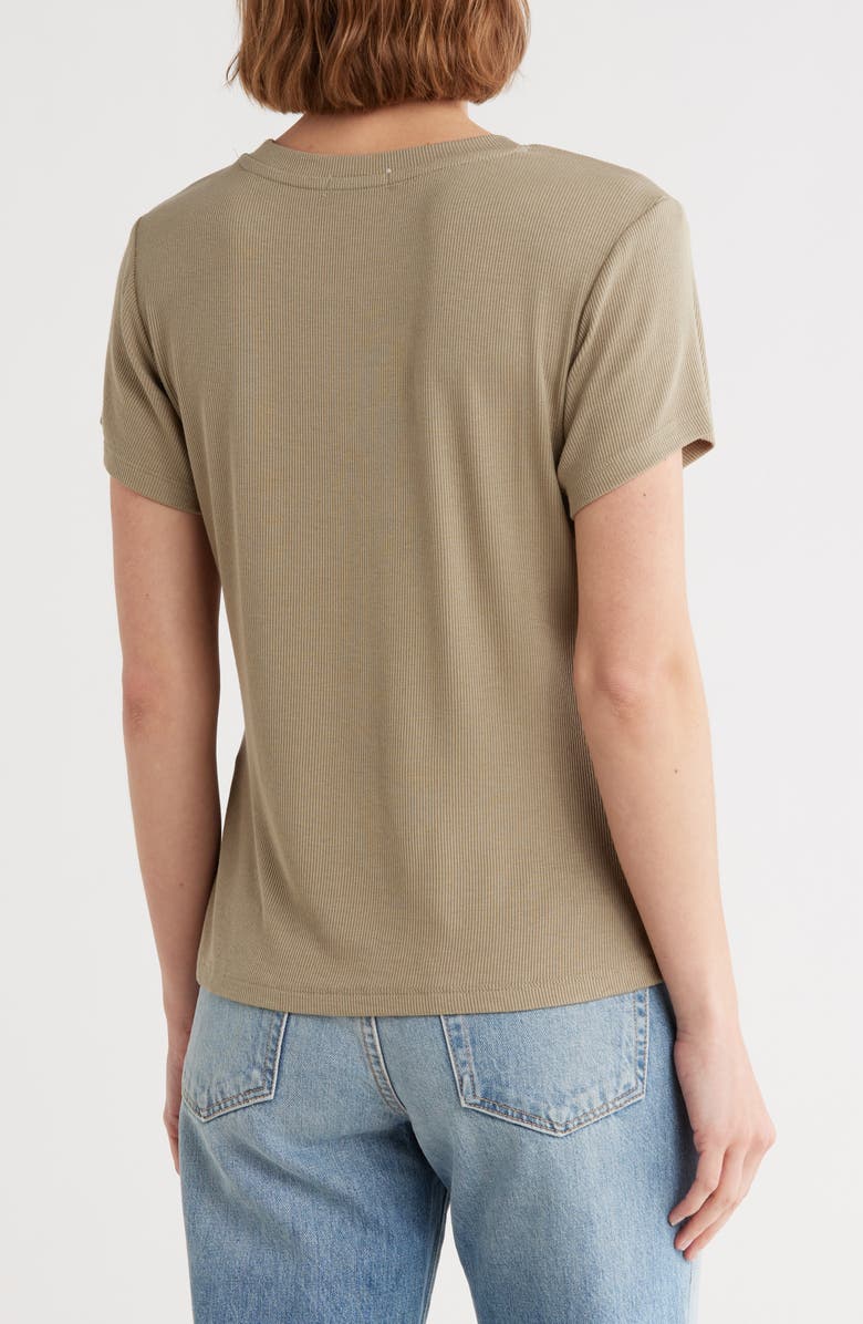 Sweet Romeo Ribbed Crewneck T-Shirt, Alternate, color, Moss