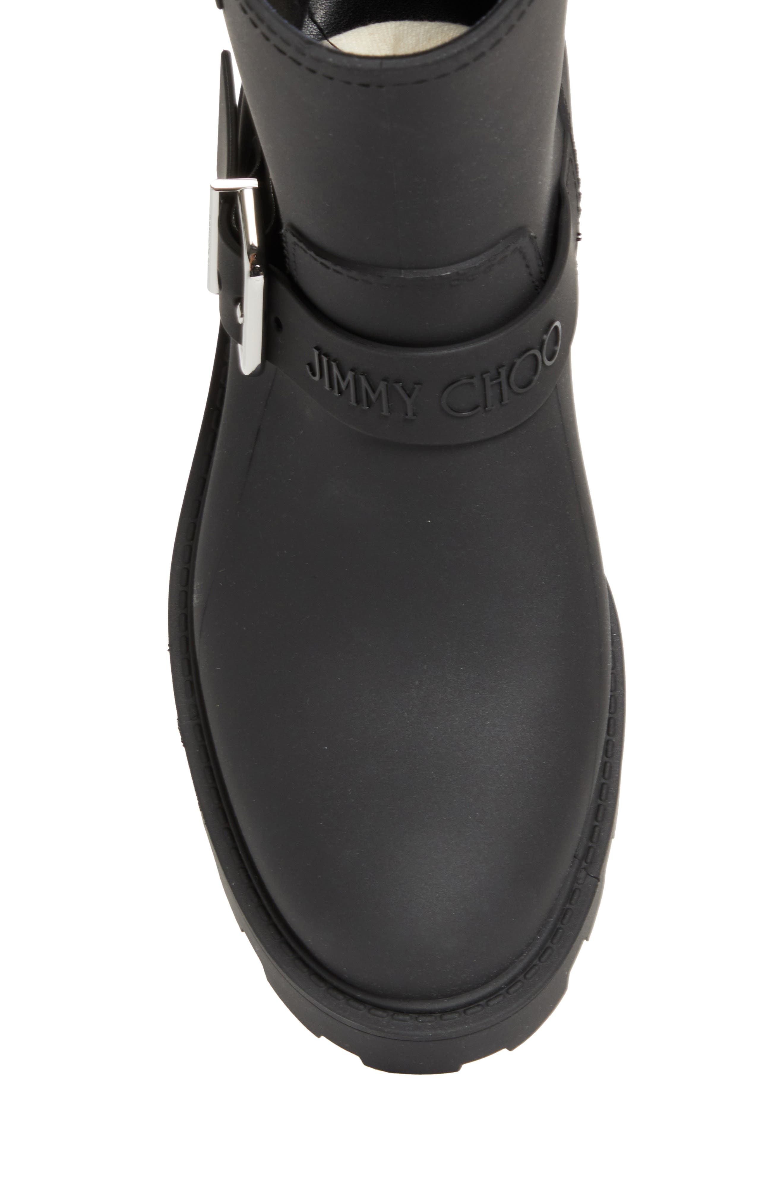 Jimmy Choo Biker Waterproof Rain Boot, Alternate, color, Black