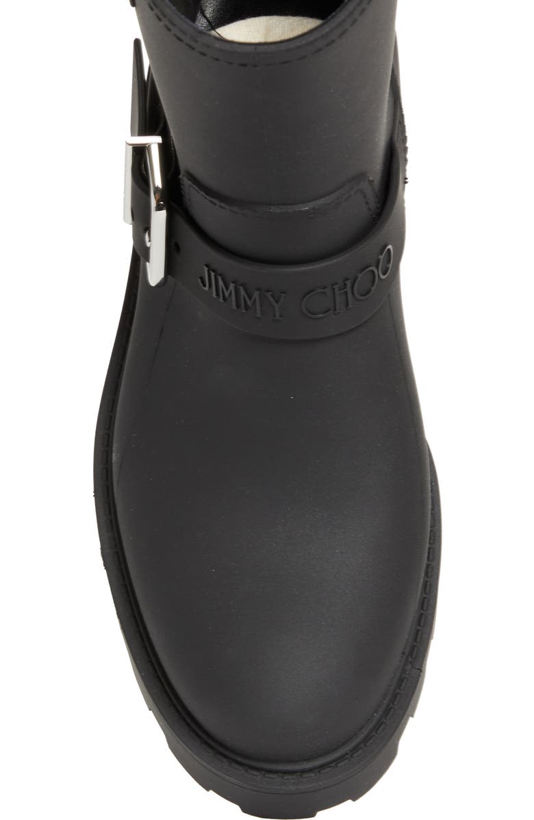 Jimmy Choo Biker Waterproof Rain Boot, Alternate, color, Black