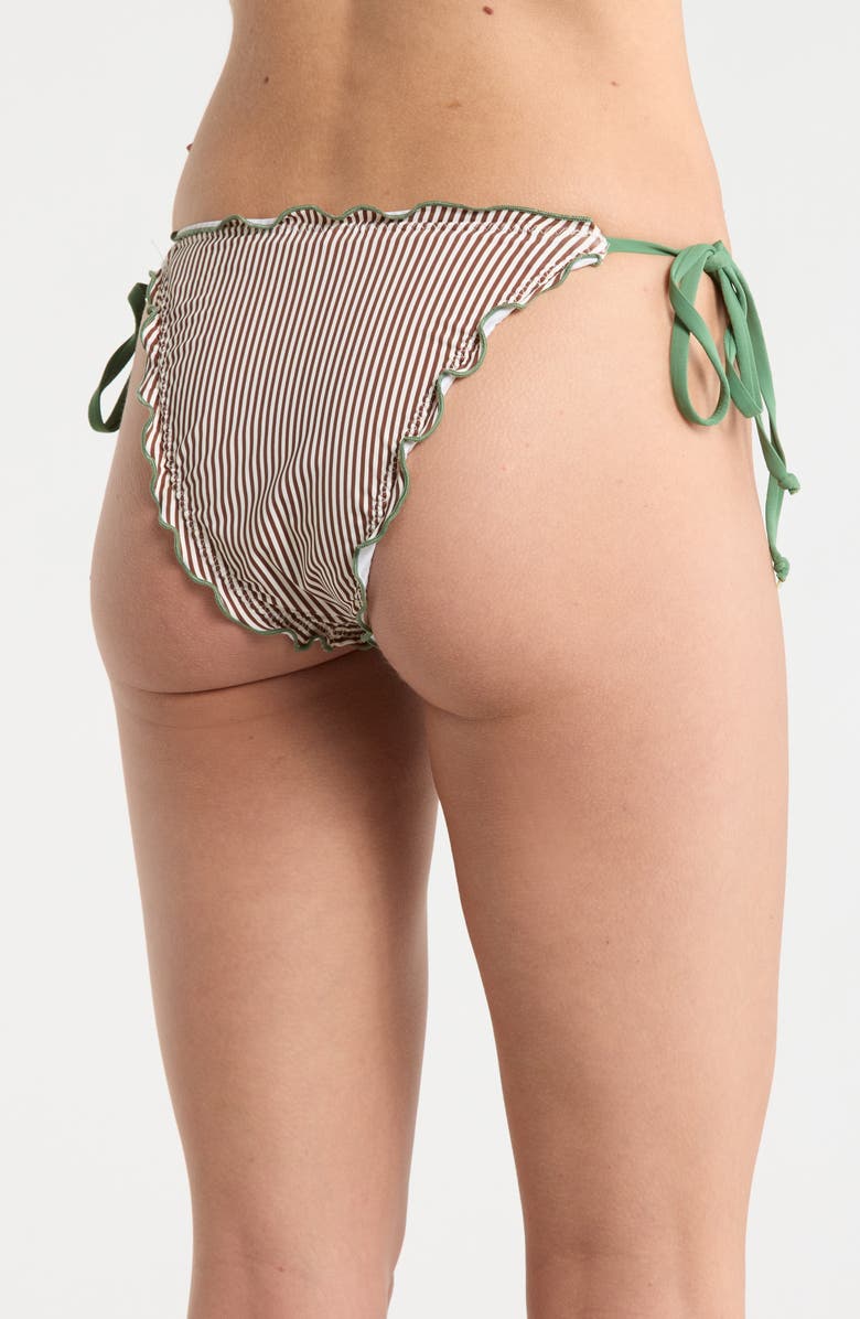 Dippin Daisys Grazia Bikini Bottoms, Alternate, color, Cocoa Stripe/ Elm Green